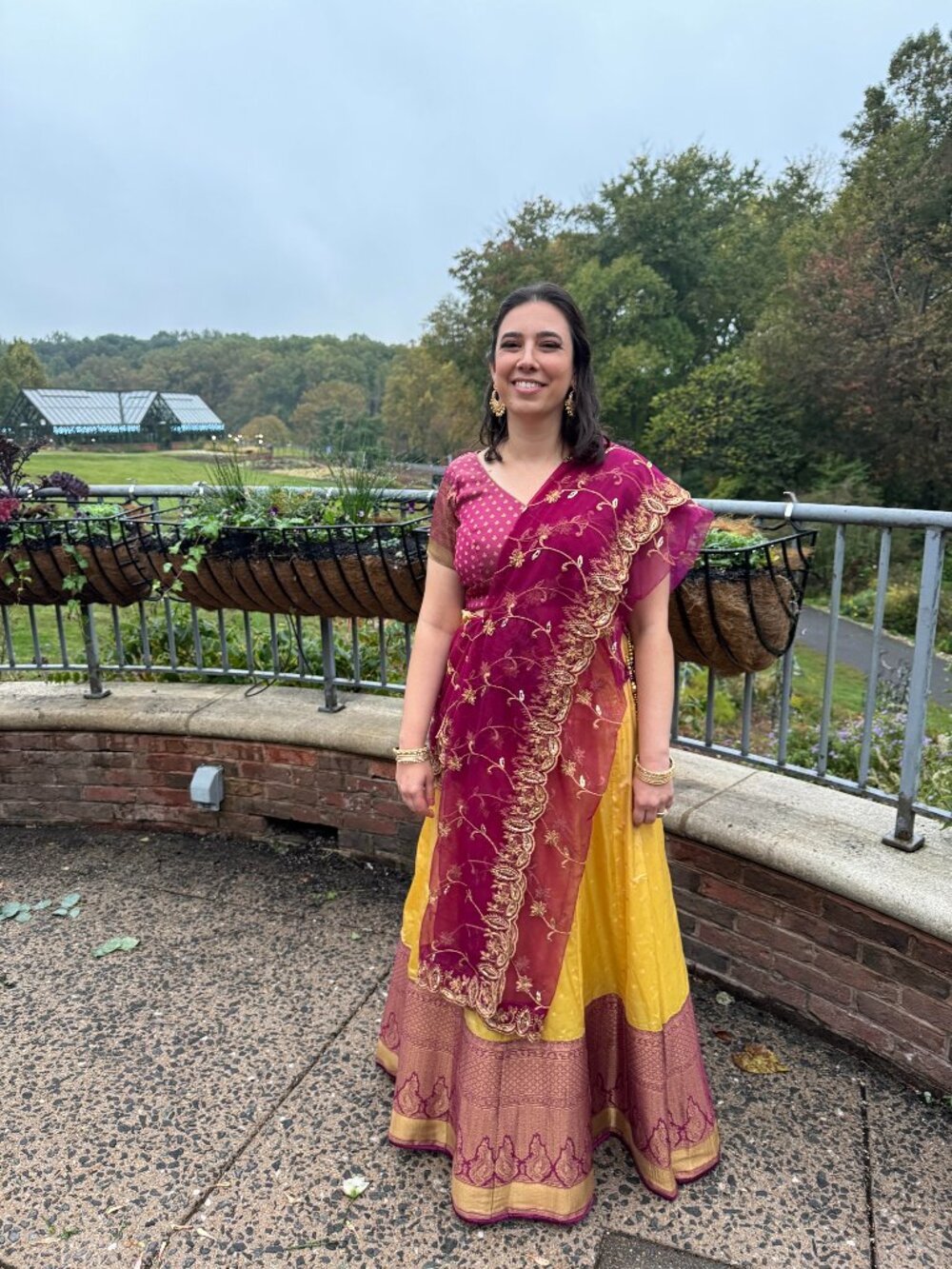 Lehenga for Wedding/Formal Event, Burgundy & Yellow